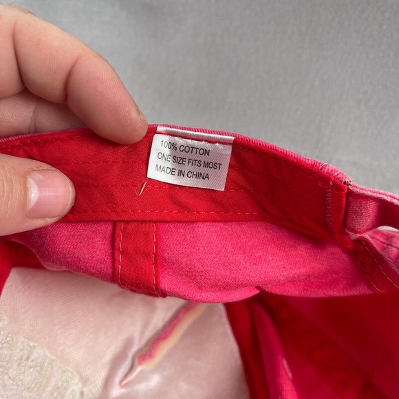 South of the Border Hat Women Pink Red Strap Distressed Embroidered - Picture 9 of 11